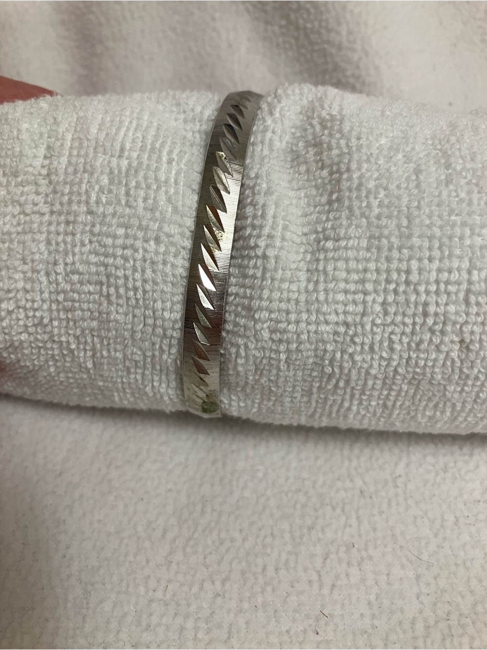 Vintage Monet Silver-Tone Chevron Diamond-Cut Bangle Bracelet